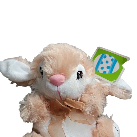Dan Dee Easter Bunny 8 in Plush Rabbit Brown White Bow Spring Stuffed Animal Toy - Picture 3 of 6